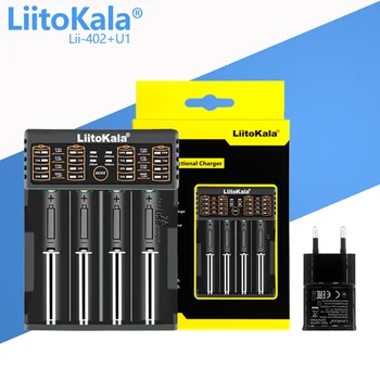 1-5 бр. LiitoKala Lii-402 + U1 18650 Интелигентно зарядно устройство 1.2 3,7 3,2 В 3,85 за 26650 18500 18350 17500 16340 14500 Батерия