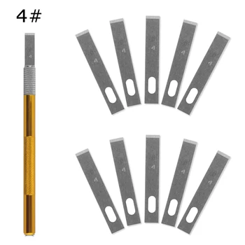 1 Дръжката на Ножа с 10 Сменяеми Остриета 4 # Скалпел Острието на Ножа е Дървен Нож за Хартия Занаят Дръжка Ножове Гравиране САМ Ръчни Инструменти