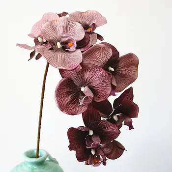 10 глави големи Изкуствени Цветя Орхидея Европейския Ретро стил Молец Пеперуда Орхидея Домашна Украса За Сватбени партита фалшива коприна флорес