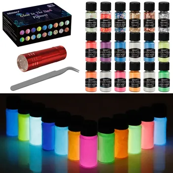 18 цветове Светят в Тъмното Пигментоза на Прах Епоксидна Смола Светещи Пигменти, UV Лампа за Diy от Смола Слуз Дизайн Нокти Акрилна Боя САМ
