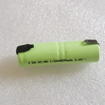 2,4 1/2AA ni-mh акумулаторна батерия 800 mah 1/2 AA nimh клетка със заваръчни раздели за електрически самобръсначки, самобръсначка, четка за зъби
