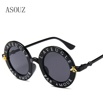 2019 нови модни кръгли дамски слънчеви очила с английски букви bee мъжки слънчеви очила класически брендовый дизайн UV400 слънчеви очила за шофиране