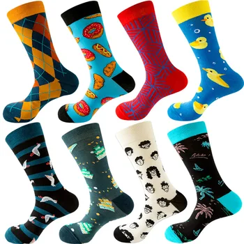 2022 Есента и зимата с Нови Геометрични Мъжки Чорапи Патица Кокосова палма Дамски Чорапи Поничка Прилив на Чорапи Торта Подарък Чорапи на Райета