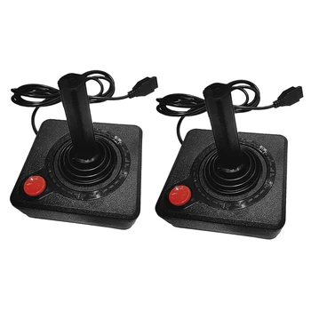 2X Игри Джойстик Контролер за Atari 2600 Игри Джойстик с 4-позиционни клавишни превключватели лост и с едно натискане на бутон за действие ретро Геймпад