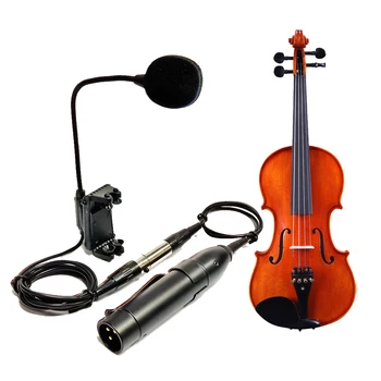 4/4 акустична цигулка, цигулката, гъша шия, кондензаторен микрофон, инструментален микрофон с 3-пинов mini-XLR преобразувател фантомного на храна