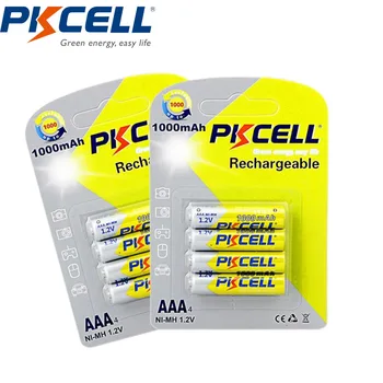 8 бр./2 опаковки PKCELL ААА Акумулаторна Батерия Ni-MH батерия 1000 mah 1,2 НА НИМХ AAA Батерии Baterias за Камера Фенерче Играчка