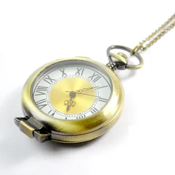 8042 Джобни Часовници, Класически Прозрачни Златни Джобни Часовници Мода Рим Циферблат Ретро Гравиране Делото Ключодържател Часовник