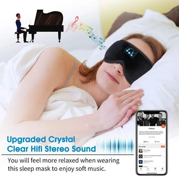 Bluetooth Слушалки За Сън 3D лента за глава Безжична Музикална Маска За Очи, Тънки Меки Еластични Дишащи Слушалки за Сън, за Страничните места за спане