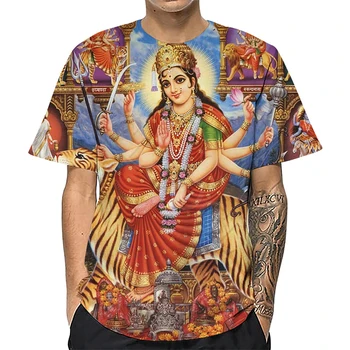 CLOOCL Благоприятен Богинята Лакшми Тениски Индийски Бог 3D Печатни Мъжки Дрехи Унисекс САМ Индивидуални Будизъм Религия Тениски