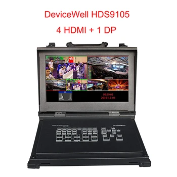 DeviceWell HDS9105 9105 Видеомикшер Пятиканальный висока разделителна способност, Поддържа 4 входа HDMI сигнал + 1DP за директно излъчване
