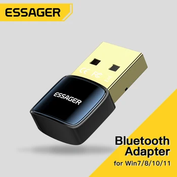 Essager Безжичен USB Bluetooth 5,0 Адаптер Ключ Мини Кола Музикален AUX Аудио Приемник Предавател За КОМПЮТЪР, Лаптоп Мишка, Слушалки ГОРЕЩА
