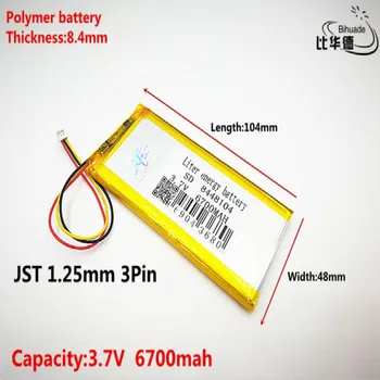 JST 1,25 мм 3Pin добро качество 3,7 В, 6700 ма, 8448104 Полимерна литиево-йонна/литиево-йонна батерия за ИГРАЧКИ, POWER BANK, GPS, mp3, mp4