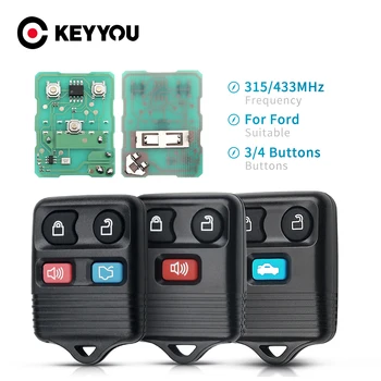 KEYYOU За Ford Дистанционно Автомобилен Ключ За Ford Mazda Дистанционно Управление Профилни Предавател 3/4 Бутон Транзитен Бесключевой Вход Ключодържател 315/433 Mhz
