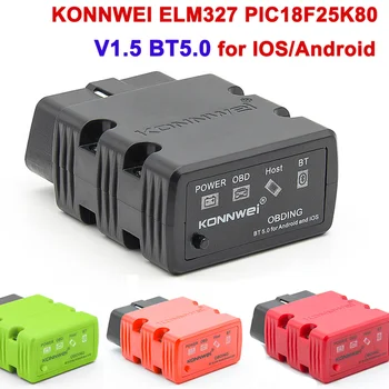 KONNWEI ELM327 V1.5 OBD2 Скенер PIC18f25k80 Bluetooth-Съвместими 5.0 KW902 ODB2 ELM 327 V1 5 Автоматичен Скенер OBD 2 Инструмента за Диагностика на