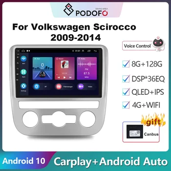 Podofo За Volkswagen Scirocco 2009-2014 Автомобилното Радио AI Гласова Мултимедиен Плейър GPS Навигация Android 2din Главното Устройство Стерео