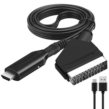 Scart към HDMI-съвместим Адаптер Професионален Конектор за аудио-видео Конвертор за всекидневната с кабел за захранване