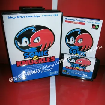 Sega MD игра - Sonic & Knuckles с кутия и ръководството за 16-битово игра касета Sega MD Megadrive Genesis system