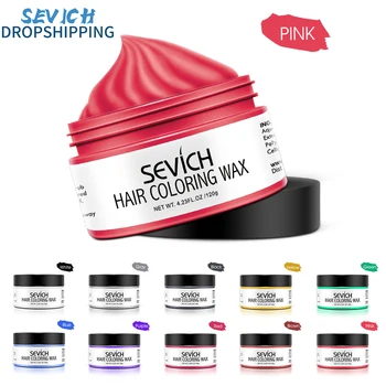 Sevich 10 Цвята Восък За Боядисване на Коса Розово за Еднократна употреба Глина За Косата Здрава и Устойчива Унисекс Временна Боя За Коса само За Стайлинг на Коса 120 г