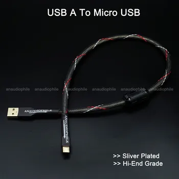 Sliver С Покритие A USB КЪМ Micro USB Кабел 5N HiFi, USB Type A До Микро Аудио Кабел За Предаване на Данни КПР компютър на Компютър Високо Качество