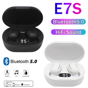 TWS E7S Bluetooth Слушалки Безжични Слушалки с Микрофон HiFi Спортна Шумоподавляющая Слушалки Мини Слушалки За iPhone Xiaomi
