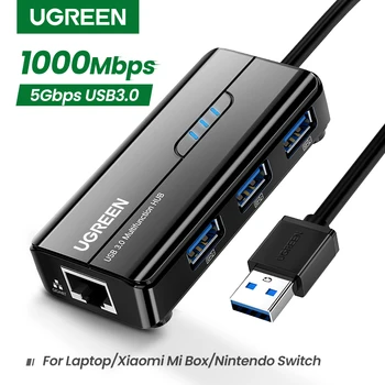 UGREEN USB Ethernet USB3.0 до RJ-45 1000 Mbps Ethernet Адаптер за Лаптоп Xiaomi Mi Box S Телеприставка USB Lan Мрежова Карта USB ХЪБ