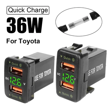USB3.0 QC Зарядно за Кола 12-24 В Волтметър Бързо Зареждане на Мобилен телефон захранващ Адаптер За Toyota