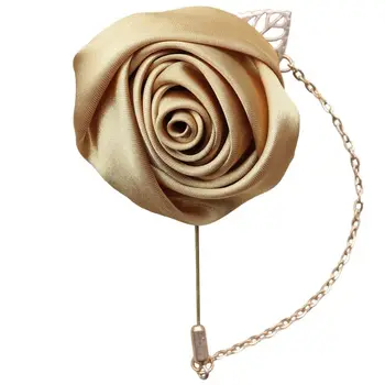 WIFELAI-Сватбена златен сатен boutonniere с рози, най-Добрите Мъжки цветя Младоженеца на Булката с игла за Сватба, абитуриентски бал, парти, 4 бр./лот XH0273-17