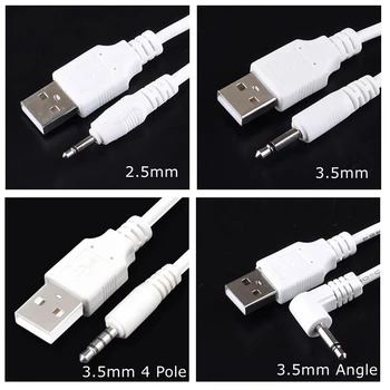 Бял USB Aux жак 2,5 mm 3,5 мм Моно Аудио кабел USB, 3,5 мм 4 полюс 3,5 USB 2.0 към DC3.5mm 90 градуса 2A кабел за зареждане захранващ кабел 3 метра