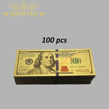 Високо качество 100 Бр./много Пъстри Банкноти на САЩ 100 Доларови Банкноти Банкноти 24 До Позлатени Хартиени Пари За Подаръци