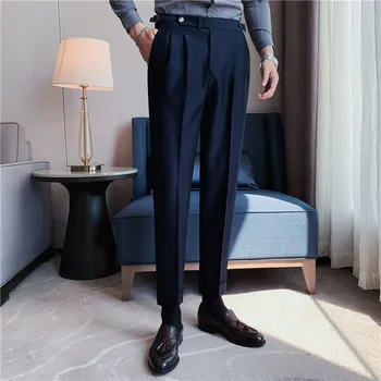 Висококачествени Ежедневни Панталони В Бизнес Стил, Мъжки Панталони Офис Панталони За Социално Костюми, Класически Сватбени Панталони За Младоженеца-Pantalon Homme