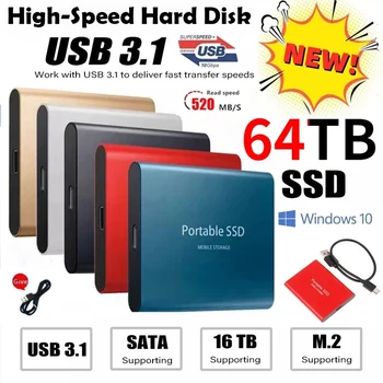 Високоскоростен M. 2 SSD 500 GB 1 TB И 2 TB 4 TB SSD Портативен 8 TB Външен твърд диск Type-C USB3.1 500 GB Мобилен твърд диск За Лаптоп PS4