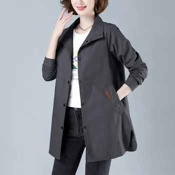 Дамски ветровка средна дължина, пролет-есен ново стилно дамско финото палто и дълго дамско палто