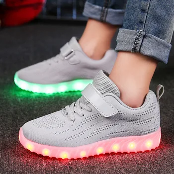 Детски летни обувки чичо Джери, обувки с led подсветка за Момчета и момичета, Маратонки с USB батерия, Дишаща Детски Ежедневни Обувки