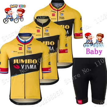 Децата Jumbo Visma 2023 Екип Колоездене Джърси Комплект За Момчета И Момичета Жълта Велосипедна Дрехи, Детски Велосипеди Костюм МТБ Ropa Трико