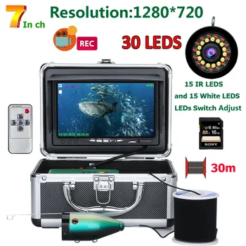 Запис на риба подобни Подводен Риболов Камера HD 1280*720 Екран 15 бр. Бели светодиоди + 15 бр. Инфрачервена Лампа Езеро/Море/Подледная Риболов