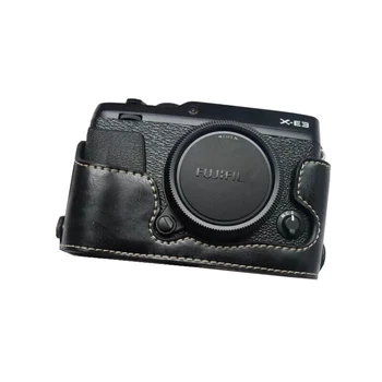 Изкуствена Кожа половината калъф Чанта За Камера FujiFilm XE3 X-E3 XE2 XE1 X-E2 X-E1 E2 E3 SLR Средства За грижа За кожата Комплект с батерия на дъното на дупката