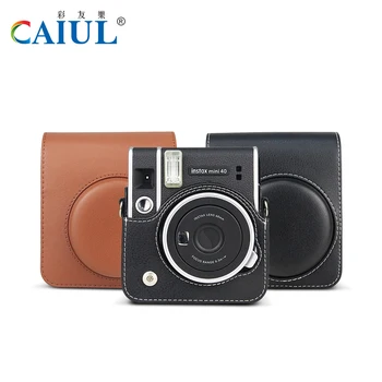 Калъф Caiul за Фотоапарат Непосредствена печат Fujifilm Instax Mini 40 от Изкуствена Кожа, Защитна Чанта С Джапанки