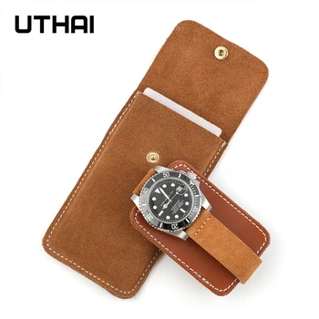 Калъф за часовници от естествена кожа, чанта за часа, чанта за съхранение часа, защитен калъф за пътуване, удобни и висококачествени UTHAI U04