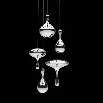 Капки Лава окачен лампа постмодерното Стъклена Лампа дизайнерски сребърни висящи лампи За Хранене Декоративен островен кухненска лампа