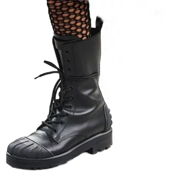 Каубойски ботуши в западен стил на нисък ток, обувки със средна дължина дантела от телешка кожа, мрежести дамски ботильоны личности в стил пънк, бели, черни ботильоны дантела