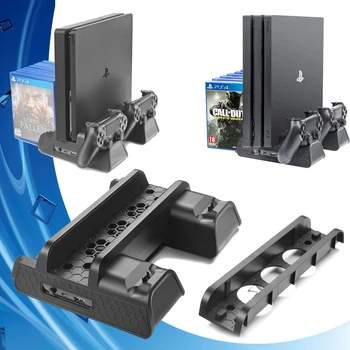 Конзола PS4 Slim/PRO Вертикална Поставка + Охлаждащ Вентилатор, Охладител + Контролер Зарядно Устройство Държач За Съхранение зарядно устройство за SONY Playstation 4