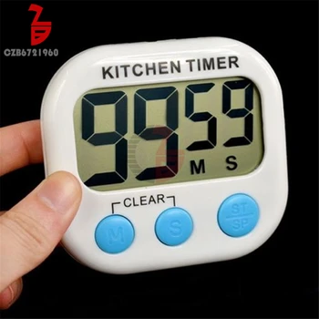 Магнитен LCD Цифров Алармен часовник за Обратно Отброяване на Времето със Стойка Бяло Кухненско Време Практичен Будилник Време на Готвене