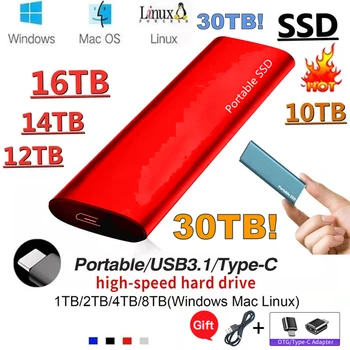 Мобилен Твърд диск с голям капацитет 1 TB И 2 TB SSD Портативен Твърд Диск с капацитет 500 GB Устройство за Съхранение на Данни Компютър USB 3,1 Мобилни Твърди Дискове