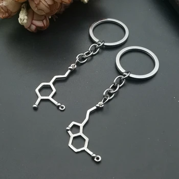 Молекулно Ключодържател с химическата Формула на допамин, Ключодържател, Моден Мъжки и женски Висулка с Формула на Структурата на серотонин, Подарък за Бала