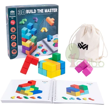 Монтесори Забавни Дървени Играчки 3D Дървена Пъзел Куб Пространство, Логическото Мислене на Обучение е Градивен елемент на Настолна Игра за Деца
