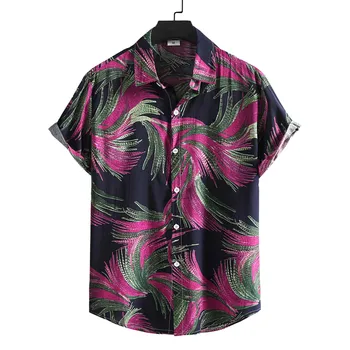 Мъжки Ежедневни Ризи С Копчета, Стилни Приталенные Хавайски Ризи С Къс Ръкав, Мъжки Вечерни Празнични Плажни Ризи Camisas Hombre