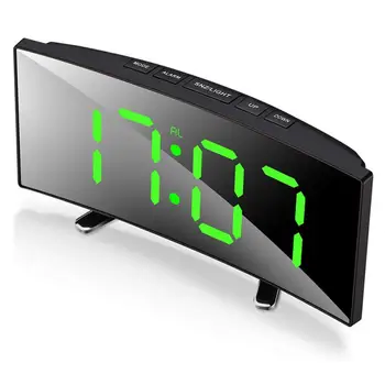 Настолен Будилник 7-Инчов Извит Димиране на LED Sn Електронни Цифрови настолни Часовници за Детска Спалня Голяма Стая Настолни Часовници