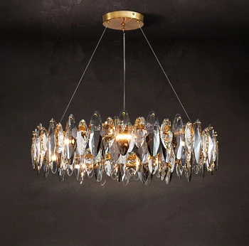 Нова модерна кристален полилей за дневна, луксозен начало декор, осветителни тела, кръглата кристален led лампа, блясък