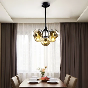 Постмодернистский светлина луксозна led домакински полилей хол с трапезария и интериор стъклена топка осветление спалня полилей осветление
