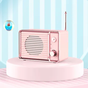 Ретро Радио Реколта Bluetooth Розово Говорител Безжични Стерео високоговорители, Преносими Високоговорители с мощна звукова карта TF